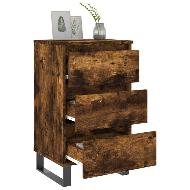 Nachtkastjes 2 st 40x35x69 cm bewerkt hout gerookt eikenkleurig MeubelReus