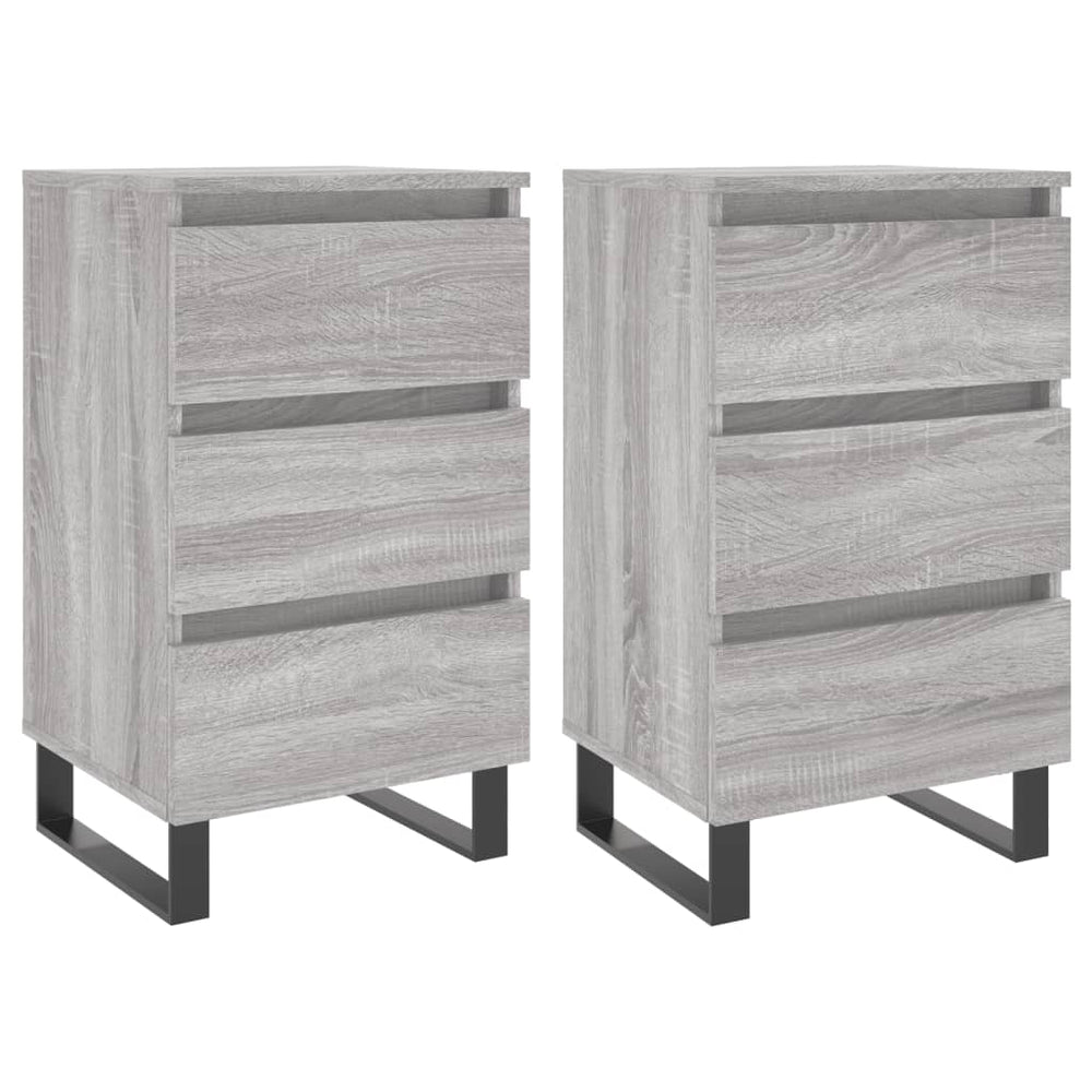Nachtkastjes 2 st 40x35x69 cm bewerkt hout grijs sonoma eiken MeubelReus