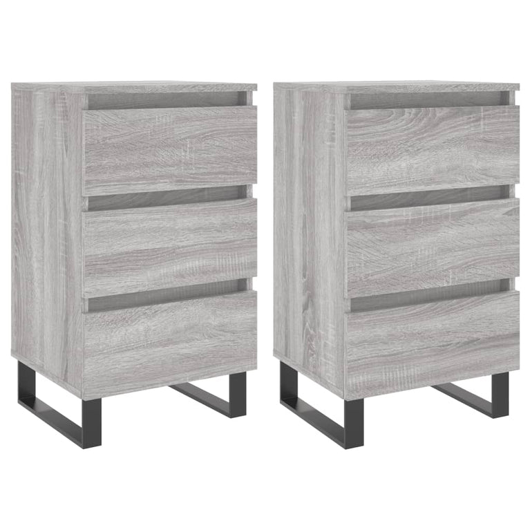 Nachtkastjes 2 st 40x35x69 cm bewerkt hout grijs sonoma eiken MeubelReus