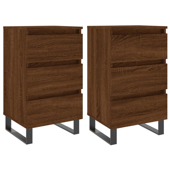 Nachtkastjes 2 st 40x35x69 cm bewerkt hout bruin eikenkleur MeubelReus