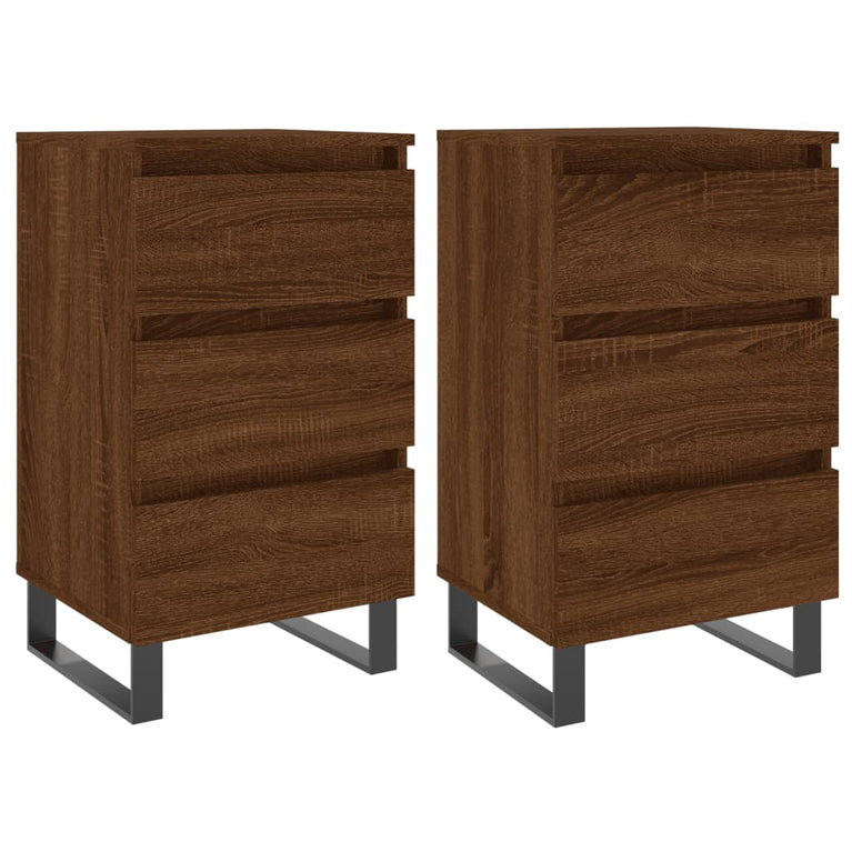 Nachtkastjes 2 st 40x35x69 cm bewerkt hout bruin eikenkleur MeubelReus