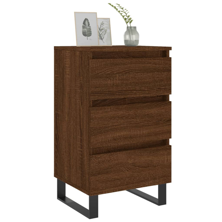 Nachtkastjes 2 st 40x35x69 cm bewerkt hout bruin eikenkleur MeubelReus