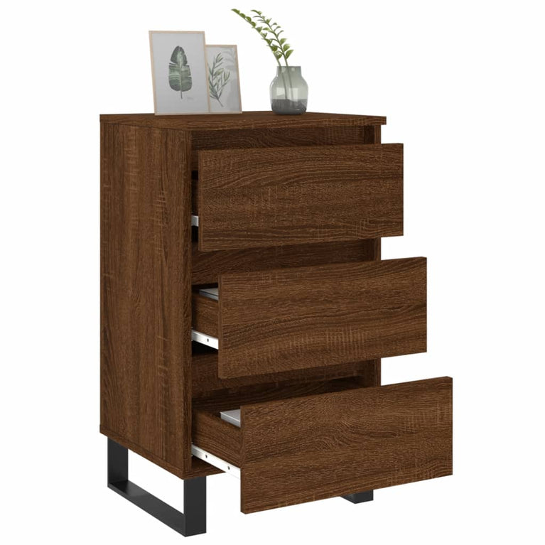 Nachtkastjes 2 st 40x35x69 cm bewerkt hout bruin eikenkleur MeubelReus