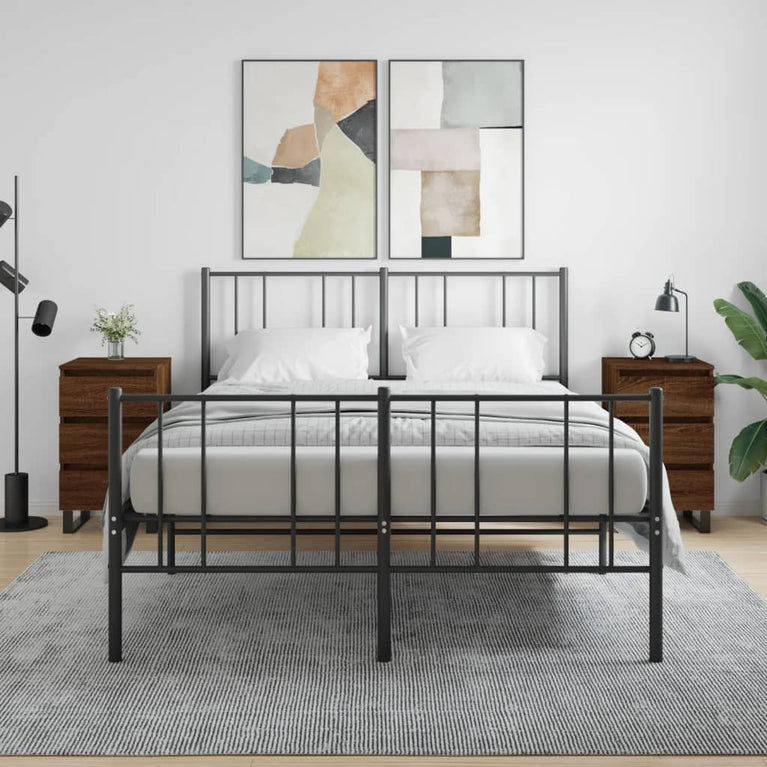 Nachtkastjes 2 st 40x35x69 cm bewerkt hout bruin eikenkleur MeubelReus