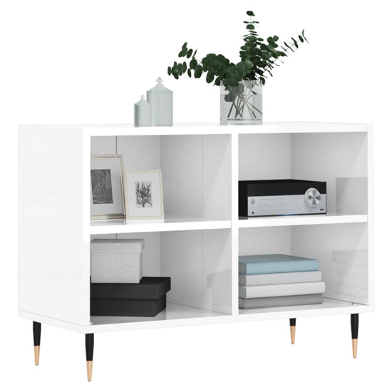 Tv-meubel 69,5x30x50 cm bewerkt hout hoogglans wit MeubelReus