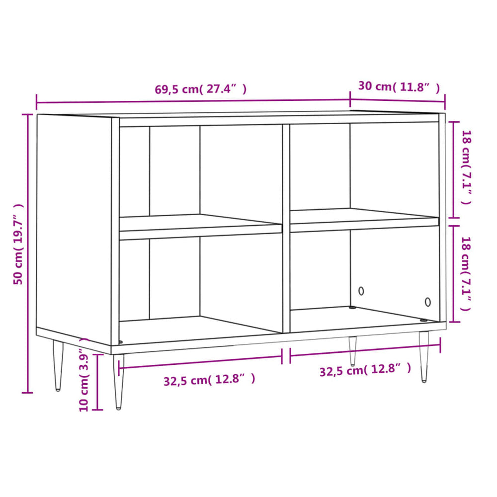 Tv-meubel 69,5x30x50 cm bewerkt hout grijs sonoma eikenkleurig MeubelReus