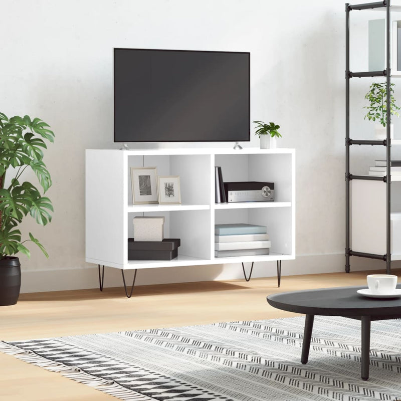 Tv-meubel 69,5x30x50 cm bewerkt hout hoogglans wit MeubelReus