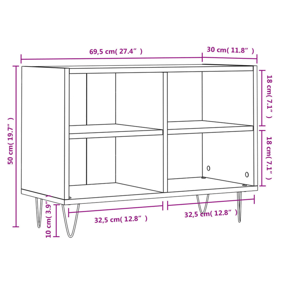 Tv-meubel 69,5x30x50 cm bewerkt hout sonoma eikenkleurig MeubelReus