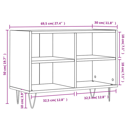Tv-meubel 69,5x30x50 cm bewerkt hout betongrijs MeubelReus