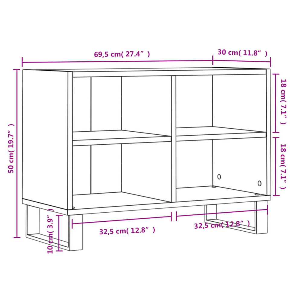 Tv-meubel 69,5x30x50 cm bewerkt hout hoogglans wit MeubelReus
