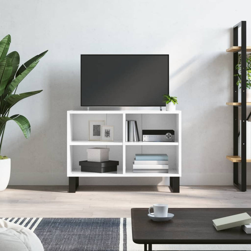 Tv-meubel 69,5x30x50 cm bewerkt hout hoogglans wit MeubelReus