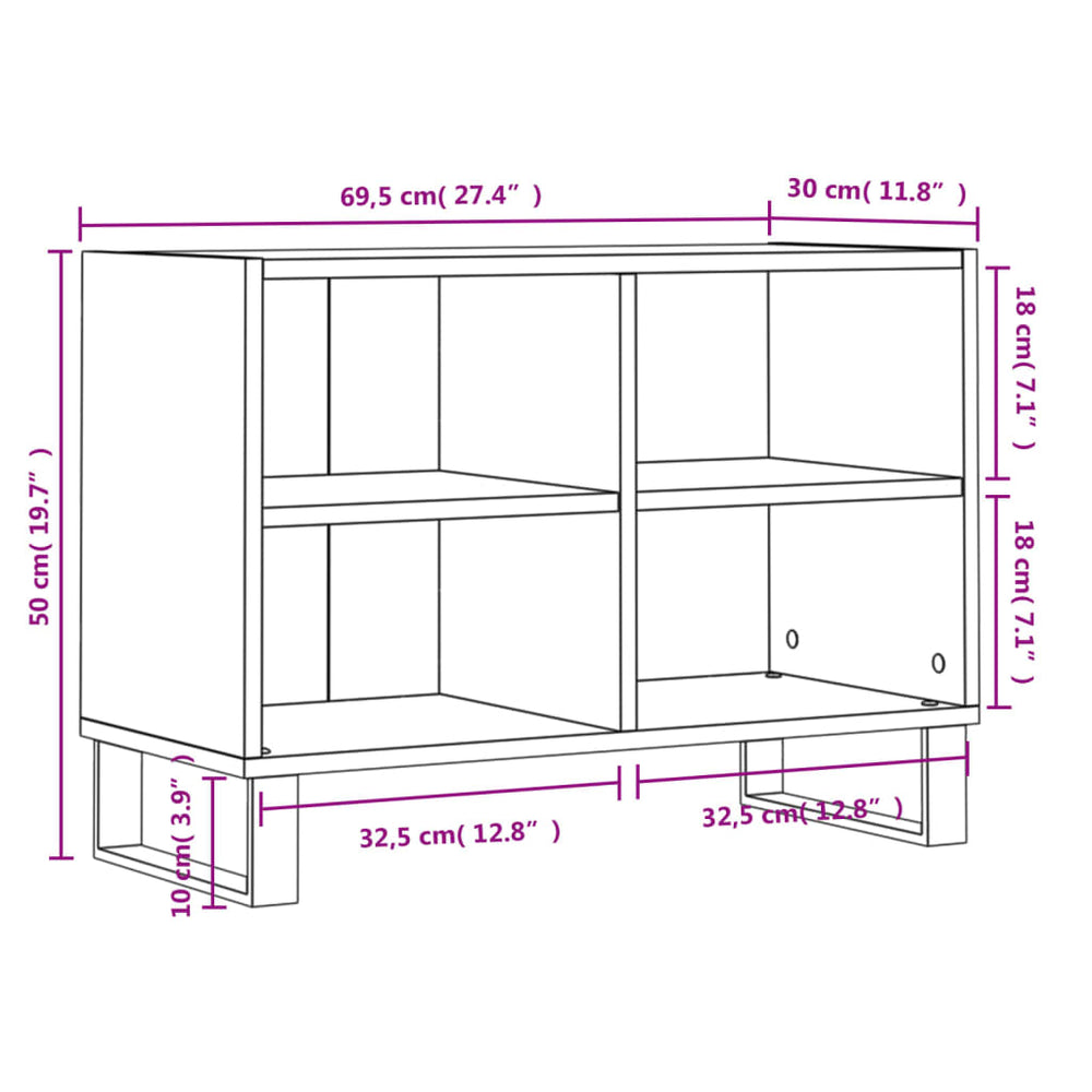 Tv-meubel 69,5x30x50 cm bewerkt hout grijs sonoma eikenkleurig MeubelReus