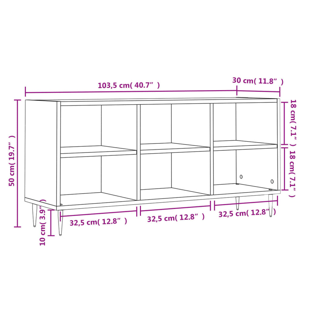 Tv-meubel 103,5x30x50 cm bewerkt hout zwart MeubelReus