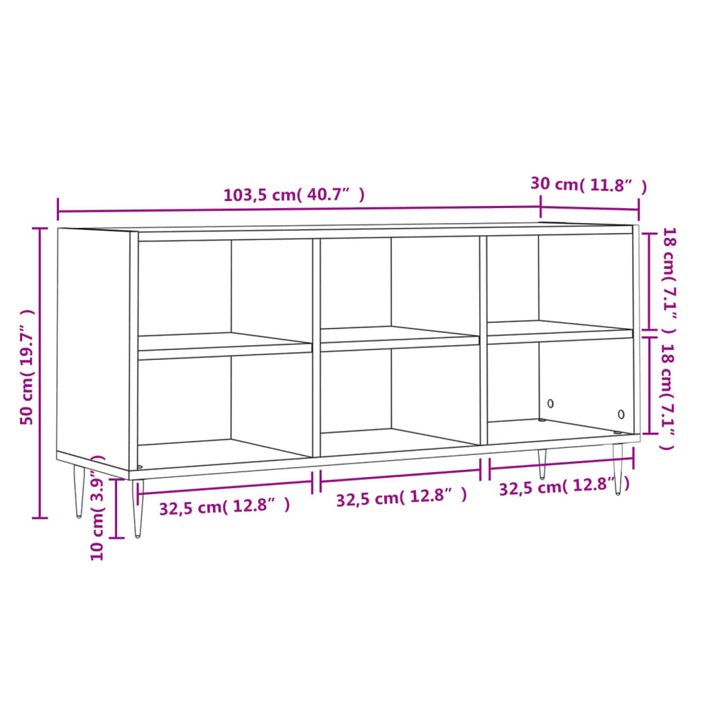 Tv-meubel 103,5x30x50 cm bewerkt hout betongrijs MeubelReus