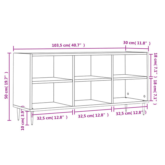Tv-meubel 103,5x30x50 cm bewerkt hout betongrijs MeubelReus