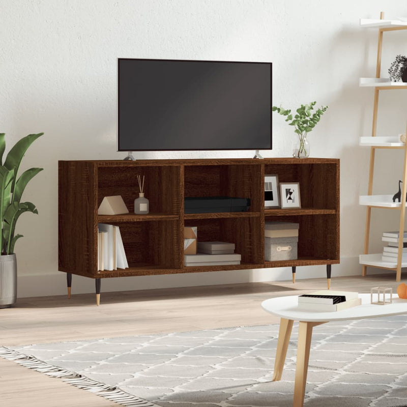 Tv-meubel 103,5x30x50 cm bewerkt hout bruin eikenkleur MeubelReus