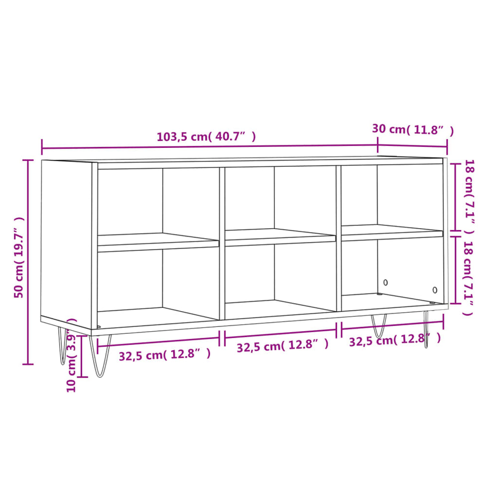 Tv-meubel 103,5x30x50 cm bewerkt hout betongrijs MeubelReus
