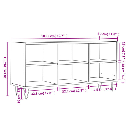 Tv-meubel 103,5x30x50 cm bewerkt hout betongrijs MeubelReus
