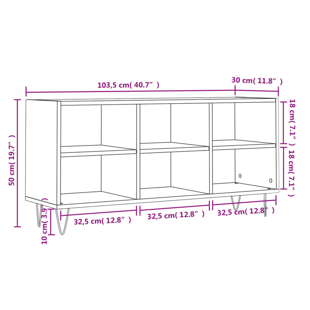 Tv-meubel 103,5x30x50 cm bewerkt hout gerookt eikenkleurig MeubelReus