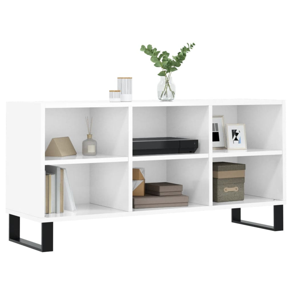 Tv-meubel 103,5x30x50 cm bewerkt hout hoogglans wit MeubelReus