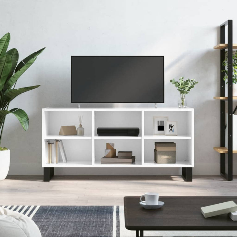 Tv-meubel 103,5x30x50 cm bewerkt hout hoogglans wit MeubelReus