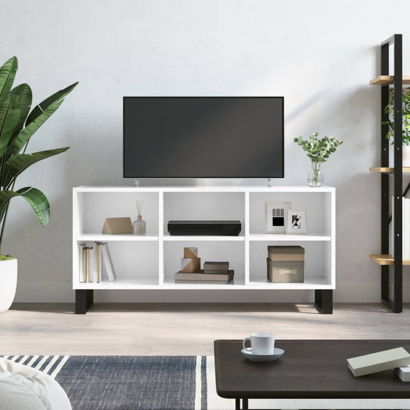 Tv-meubel 103,5x30x50 cm bewerkt hout hoogglans wit MeubelReus