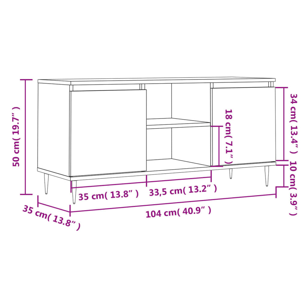 Tv-meubel 104x35x50 cm bewerkt hout wit MeubelReus