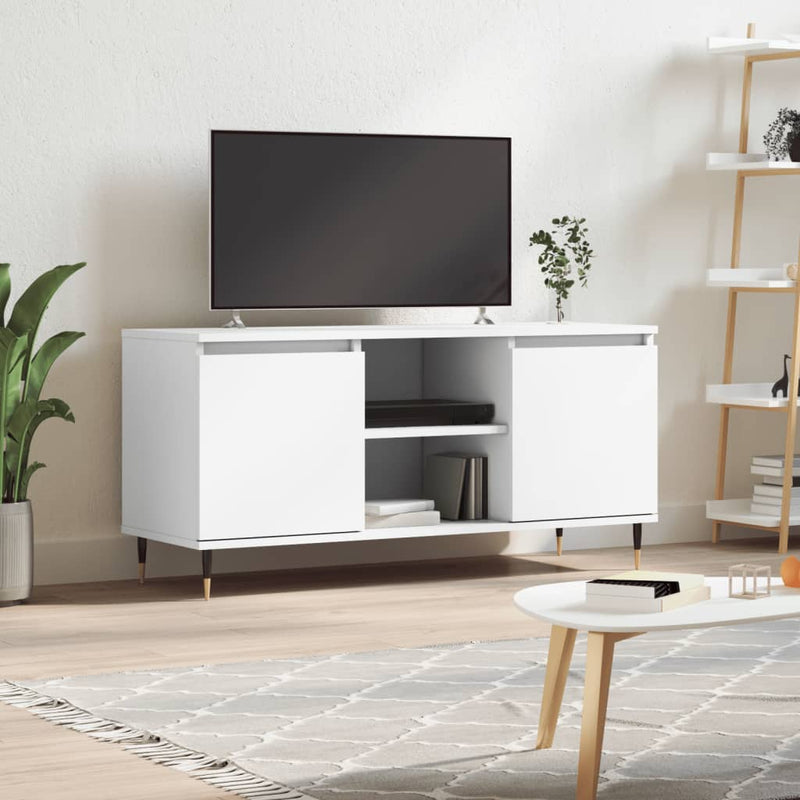 Tv-meubel 104x35x50 cm bewerkt hout wit MeubelReus