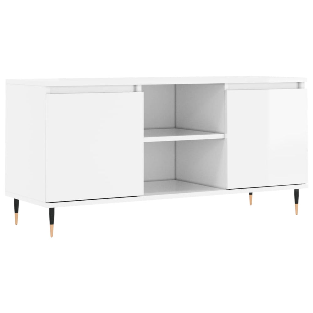 Tv-meubel 104x35x50 cm bewerkt hout hoogglans wit MeubelReus