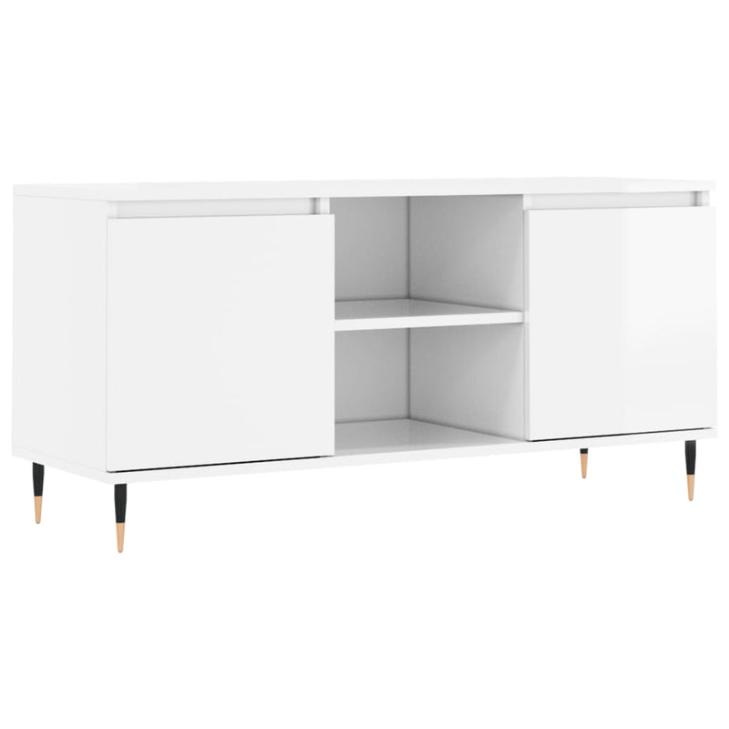 Tv-meubel 104x35x50 cm bewerkt hout hoogglans wit MeubelReus