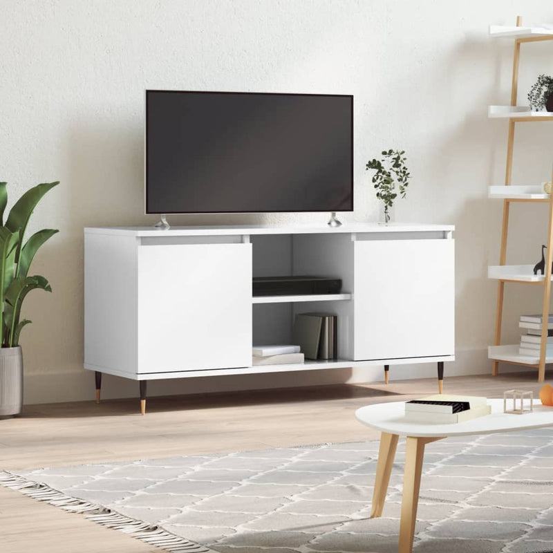 Tv-meubel 104x35x50 cm bewerkt hout hoogglans wit MeubelReus