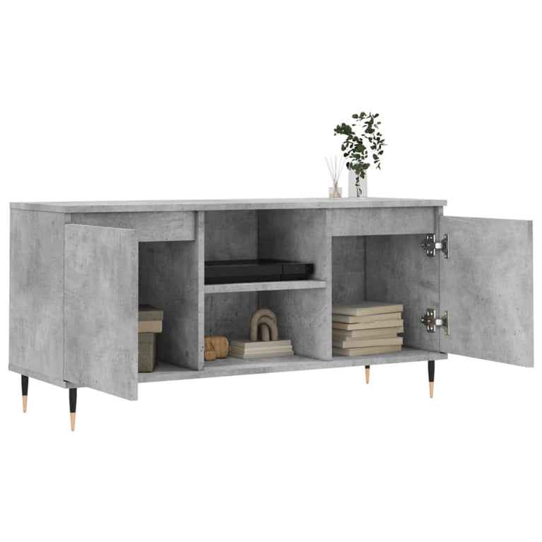 Tv-meubel 104x35x50 cm bewerkt hout betongrijs MeubelReus