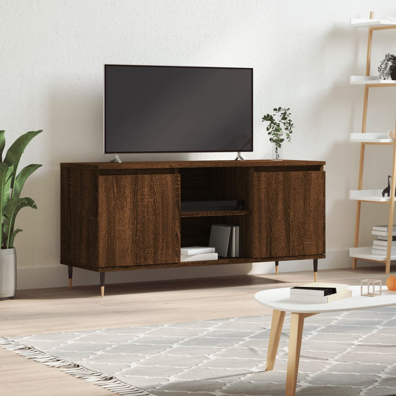 Tv-meubel 104x35x50 cm bewerkt hout bruin eikenkleur MeubelReus