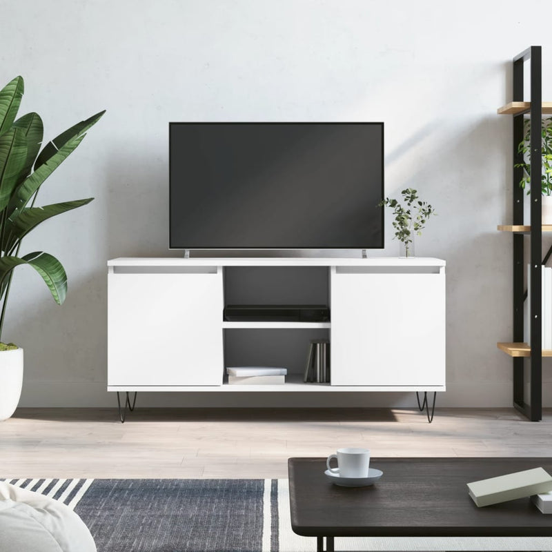 Tv-meubel 104x35x50 cm bewerkt hout wit MeubelReus