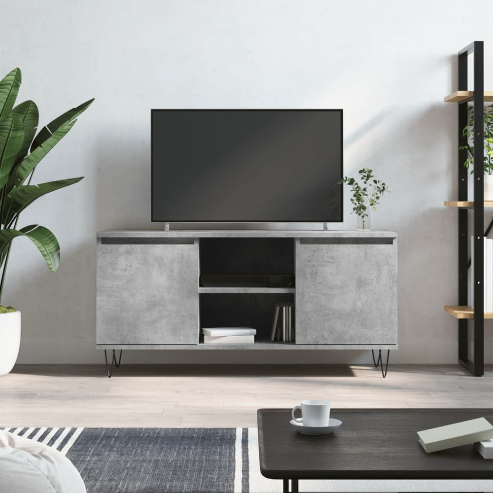 Tv-meubel 104x35x50 cm bewerkt hout betongrijs MeubelReus