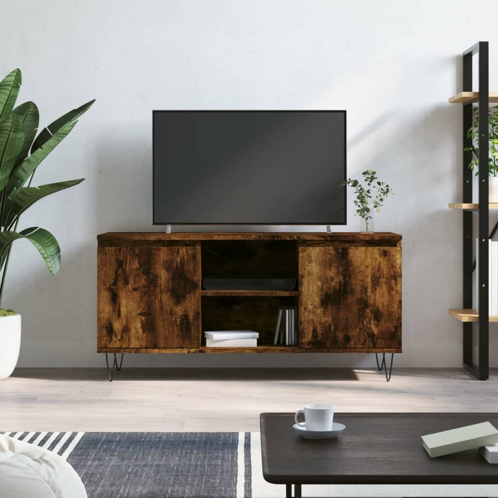 Tv-meubel 104x35x50 cm bewerkt hout gerookt eikenkleurig MeubelReus