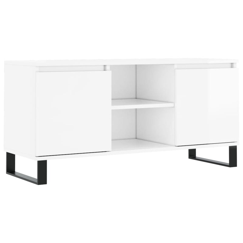 Tv-meubel 104x35x50 cm bewerkt hout hoogglans wit MeubelReus