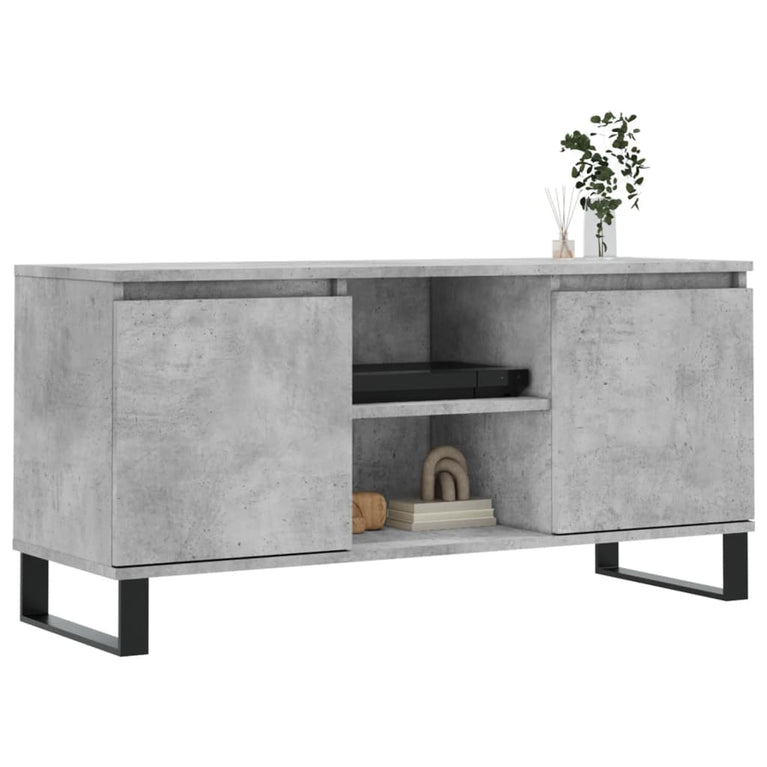 Tv-meubel 104x35x50 cm bewerkt hout betongrijs MeubelReus
