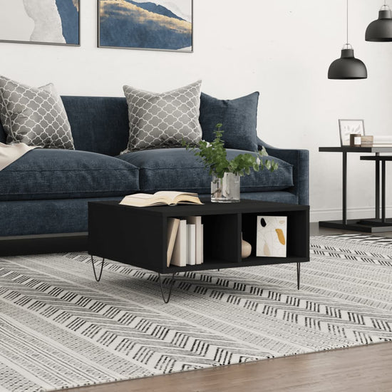 Salontafel 60x60x30 cm bewerkt hout zwart MeubelReus