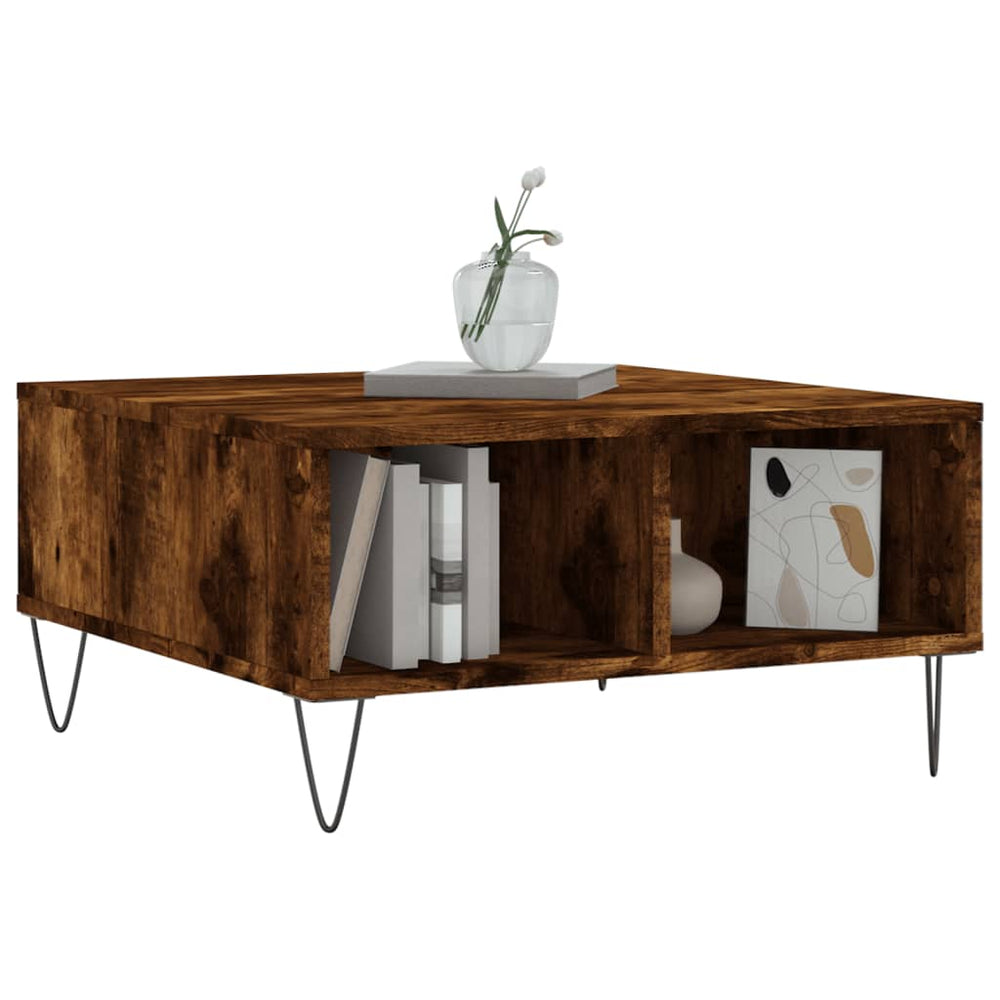 Salontafel 60x60x30 cm bewerkt hout gerookt eikenkleurig MeubelReus