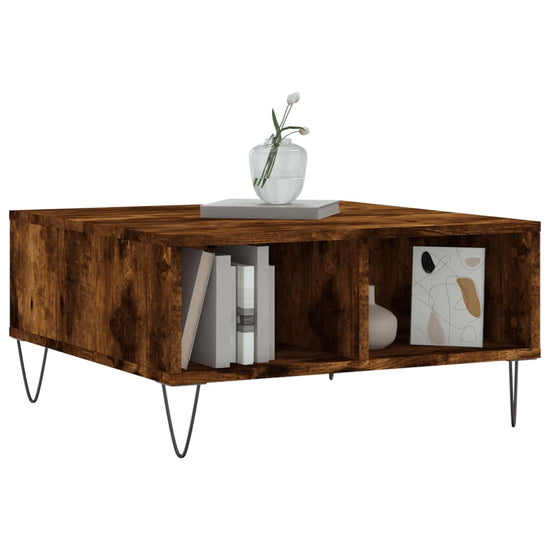 Salontafel 60x60x30 cm bewerkt hout gerookt eikenkleurig MeubelReus