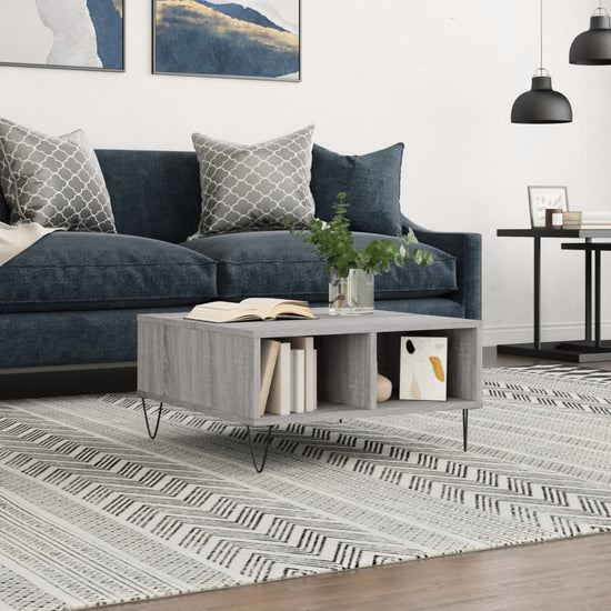 Salontafel 60x60x30 cm bewerkt hout grijs sonoma eikenkleurig MeubelReus