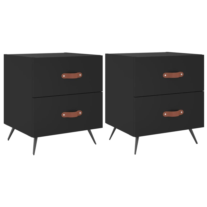 Nachtkastjes 2 st 40x35x47,5 cm bewerkt hout zwart MeubelReus