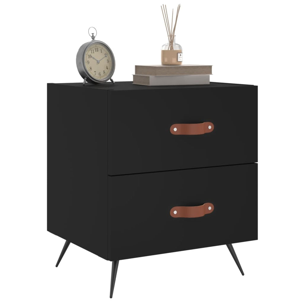 Nachtkastjes 2 st 40x35x47,5 cm bewerkt hout zwart MeubelReus