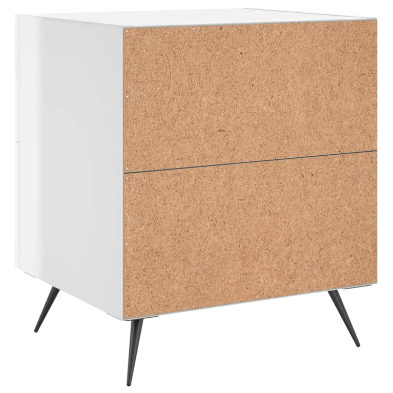 Nachtkastje 40x35x47,5 cm bewerkt hout hoogglans wit MeubelReus