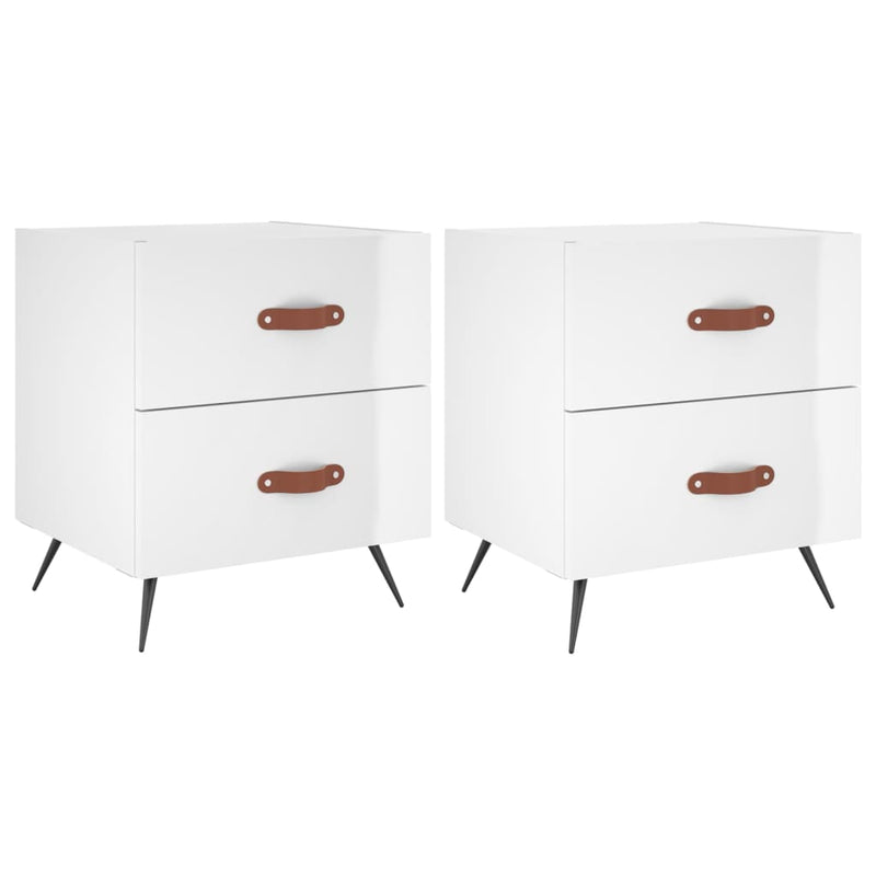 Nachtkastjes 2 st 40x35x47,5 cm bewerkt hout hoogglans wit MeubelReus