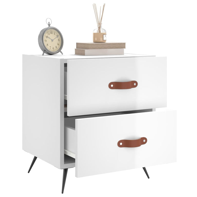 Nachtkastjes 2 st 40x35x47,5 cm bewerkt hout hoogglans wit MeubelReus