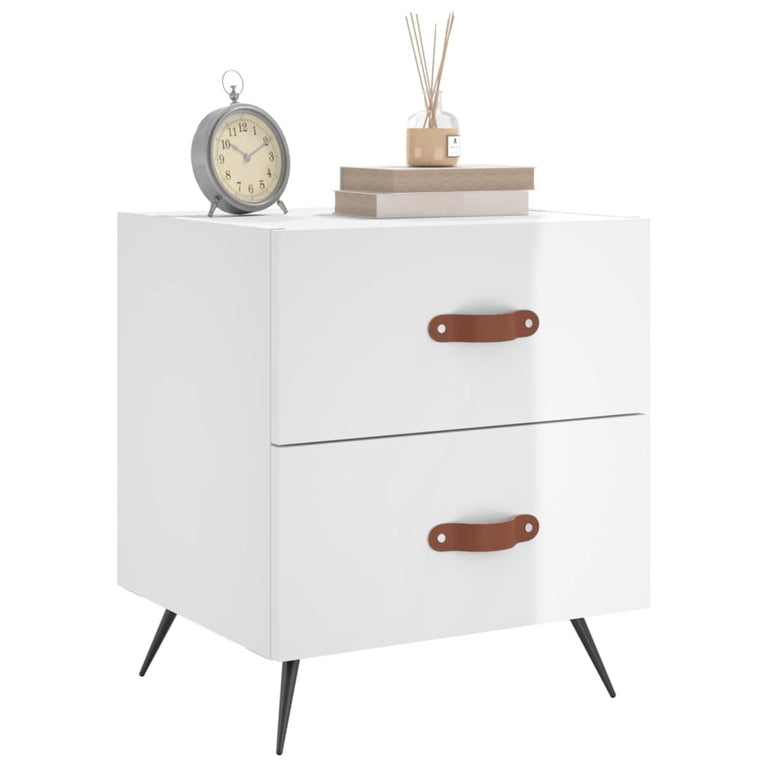 Nachtkastjes 2 st 40x35x47,5 cm bewerkt hout hoogglans wit MeubelReus