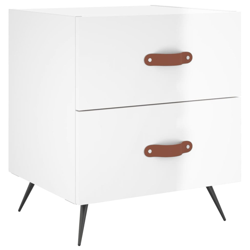 Nachtkastjes 2 st 40x35x47,5 cm bewerkt hout hoogglans wit MeubelReus