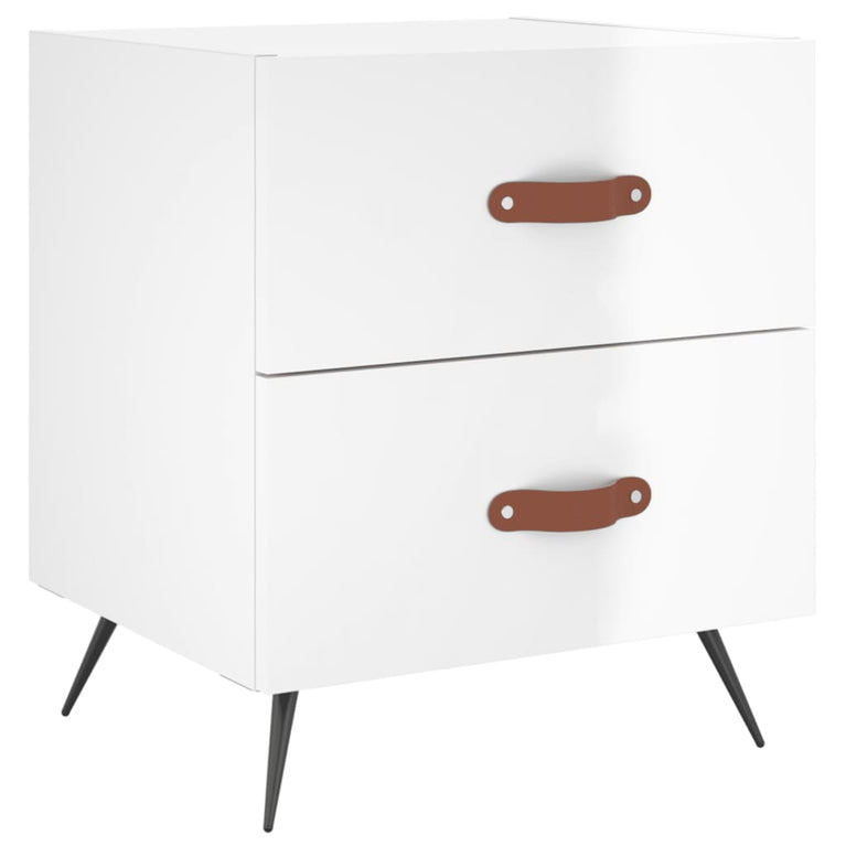 Nachtkastjes 2 st 40x35x47,5 cm bewerkt hout hoogglans wit MeubelReus
